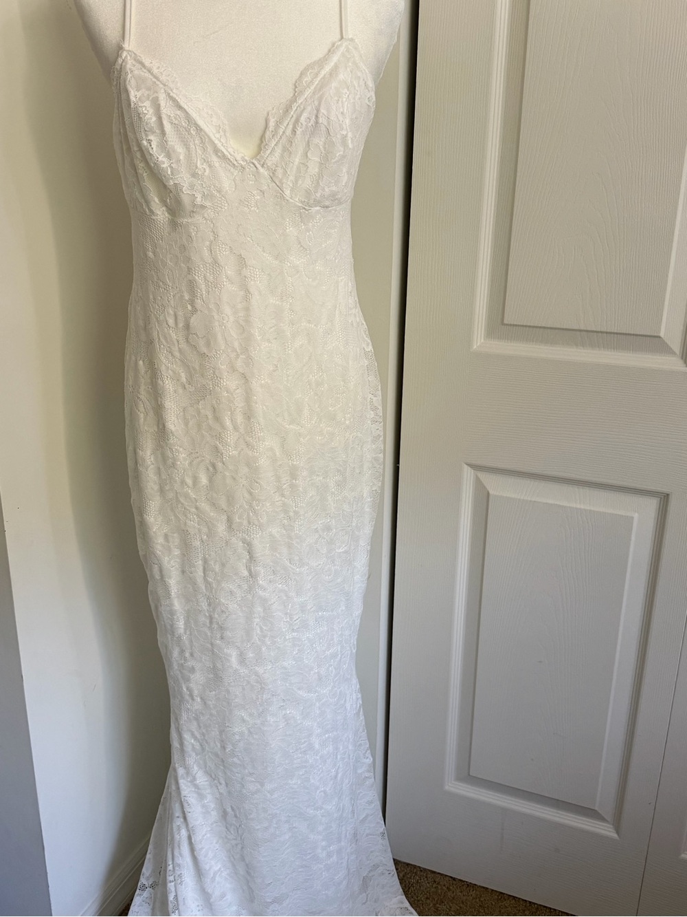 SHEIN White Lace Spaghetti Strap Bridal Slip Dress